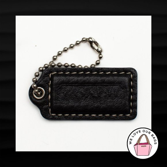 2" Medium COACH BLACK LEATHER KEY FOB BAG CHARM KEYCHAIN HANGTAG TAG - Picture 1 of 1
